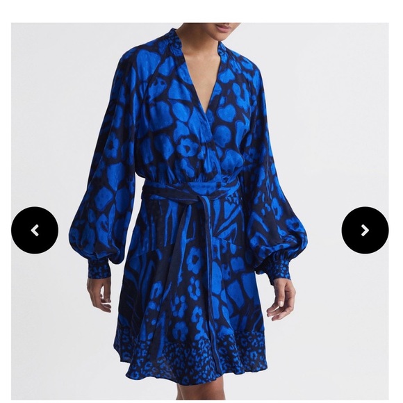 Reiss Vibrant Blue Patterned Women's Dress - Picture 8 of 8